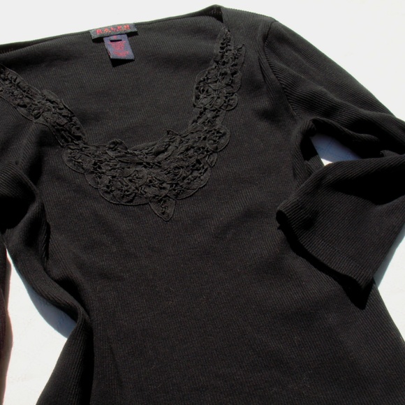 Ralph Lauren Vintage Designer Tee Shirt Lace Embroidered 3/4 Sleeve TShirt RRL - Picture 3 of 14